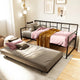 Twin Daybed with Roll-Out Trundle Metal Frame – Twin, Space-Saving Sofa Bed