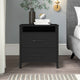 Modern Nightstand Wood Black Wood Finish 2-Drawer Storage Minimalist Tapered Legs 26" Height