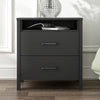 Modern Nightstand Wood Black Wood Finish 2-Drawer Storage Minimalist Tapered Legs 26" Height