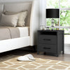Modern Nightstand Wood Black Wood Finish 2-Drawer Storage Minimalist Tapered Legs 26" Height