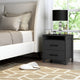 Modern Nightstand Wood Black Wood Finish 2-Drawer Storage Minimalist Tapered Legs 26" Height