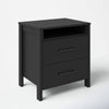 Modern Nightstand Wood Black Wood Finish 2-Drawer Storage Minimalist Tapered Legs 26" Height