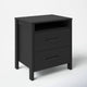 Modern Nightstand Wood Black Wood Finish 2-Drawer Storage Minimalist Tapered Legs 26" Height