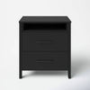 Modern Nightstand Wood Black Wood Finish 2-Drawer Storage Minimalist Tapered Legs 26" Height