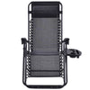 Zero-gravity chair with black frame and gray mesh on a white background