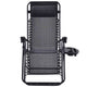 Zero-gravity chair with black frame and gray mesh on a white background