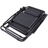 Black folding chair with adjustable backrest on a white background