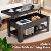 Modern 38" Wood & Metal Rectangular Lift Top Coffee Table — Storage Shelf