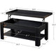 Modern 38" Wood & Metal Rectangular Lift Top Coffee Table — Storage Shelf