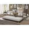 Twin Traditional Daybed Iron Frame with Rounded Design and Roll Out Trundle