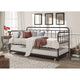 Twin Traditional Daybed Iron Frame with Rounded Design and Roll Out Trundle