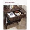 Mid-Century Modern Nightstand Wood Dark Brown 1-Drawer Storage Open Shelf 22.8" Height