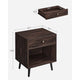 Mid-Century Modern Nightstand Wood Dark Brown 1-Drawer Storage Open Shelf 22.8" Height