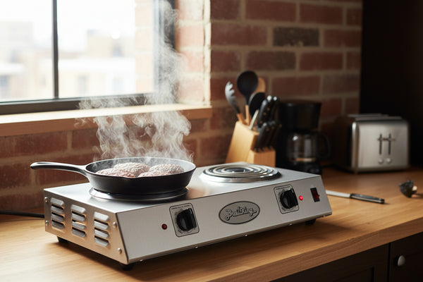 Broil King 2-Burner Hot Plate 1650W – Portable Electric Range – Stainless Steel Burners – Silver Finish