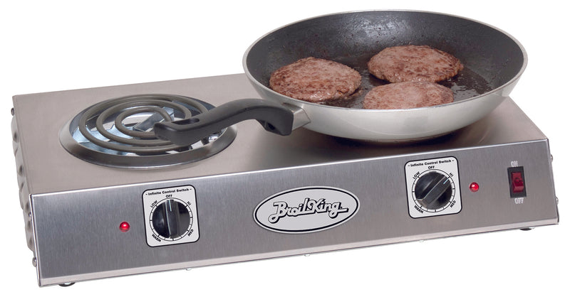 Broil King 2-Burner Hot Plate 1650W – Portable Electric Range – Stainless Steel Burners – Silver Finish