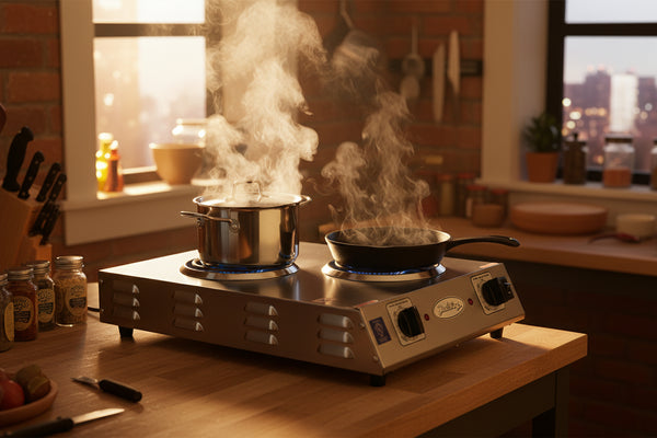 Broil King 2-Burner Hot Plate 1650W – Portable Electric Cooktop – Stainless Steel Burners – Silver Finish