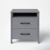 Hivvago Modern Nightstand Manufactured Wood Grey Wood Finish 2-Drawer Storage Open Shelf Block Legs 22.7" Height