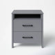 Hivvago Modern Nightstand Manufactured Wood Grey Wood Finish 2-Drawer Storage Open Shelf Block Legs 22.7" Height