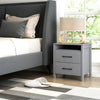Hivvago Modern Nightstand Manufactured Wood Grey Wood Finish 2-Drawer Storage Open Shelf Block Legs 22.7" Height