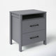 Hivvago Modern Nightstand Manufactured Wood Grey Wood Finish 2-Drawer Storage Open Shelf Block Legs 22.7" Height