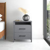 Hivvago Modern Nightstand Manufactured Wood Grey Wood Finish 2-Drawer Storage Open Shelf Block Legs 22.7" Height