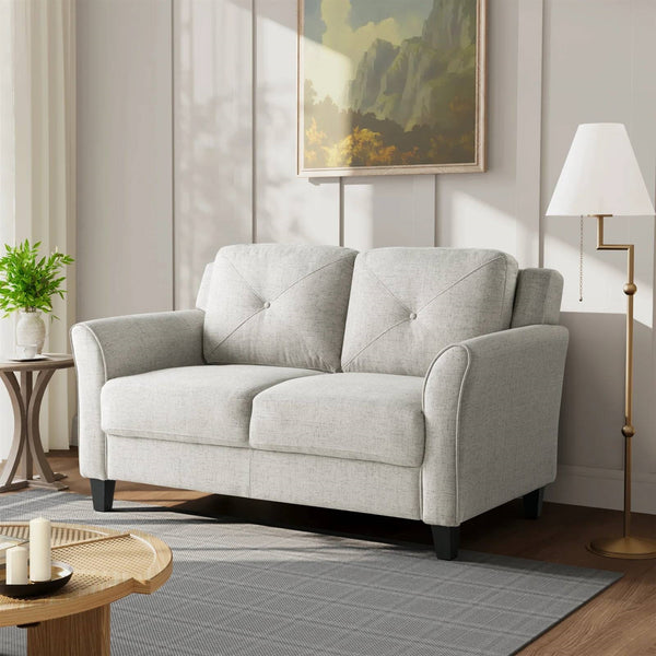 Modern Microfiber Upholstered Loveseat Sofa – Compact 2-Seater Couch for Small Spaces in White, Black, Blue