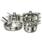 7-Piece Stainless Steel Cookware Set – Tempered Glass Lids – All Cooktops – Silver Finish