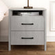 Hivvago Modern Farmhouse Nightstand Wood Grey Wood Finish 2-Drawer Storage Open Shelf 22.7" Height