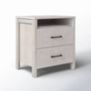 Hivvago Modern Farmhouse Nightstand Wood Grey Wood Finish 2-Drawer Storage Open Shelf 22.7" Height