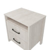 Hivvago Modern Farmhouse Nightstand Wood Grey Wood Finish 2-Drawer Storage Open Shelf 22.7" Height