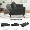 Mid-Century Modern Sofa Bed in Dark Grey Linen Upholstery with Tufted Backrest and Convertible Sleeper Function