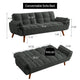 Mid-Century Modern Sofa Bed in Dark Grey Linen Upholstery with Tufted Backrest and Convertible Sleeper Function