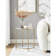 Modern Glass Top Round Metal End Table Nightstand Black Finish 22.25"H x 16"W x 16"D