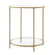 Modern Glass Top Round Metal End Table Nightstand Black Finish 22.25"H x 16"W x 16"D
