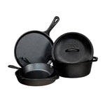 5-Piece Cast Iron Cookware Set – Dutch Oven & Skillet Cooking – All Cooktops & Oven-Safe – Black Finish