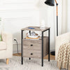 Modern Industrial Nightstand with Black Metal Frame and Grey Wood Finish Drawer - Single Bedside Table
