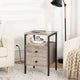 Modern Industrial Nightstand with Black Metal Frame and Grey Wood Finish Drawer - Single Bedside Table