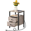 Modern Industrial Nightstand with Black Metal Frame and Grey Wood Finish Drawer - Single Bedside Table
