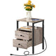 Modern Industrial Nightstand with Black Metal Frame and Grey Wood Finish Drawer - Single Bedside Table