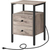 Modern Industrial Nightstand with Black Metal Frame and Grey Wood Finish Drawer - Single Bedside Table