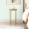 Glam Metal Round End Table Gold Removable Tray Top 25.75"H x 14"W x 14"D