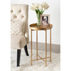 Glam Metal Round End Table Gold Removable Tray Top 25.75"H x 14"W x 14"D