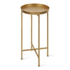 Glam Metal Round End Table Gold Removable Tray Top 25.75"H x 14"W x 14"D