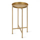 Glam Metal Round End Table Gold Removable Tray Top 25.75"H x 14"W x 14"D
