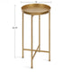 Glam Metal Round End Table Gold Removable Tray Top 25.75"H x 14"W x 14"D