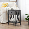 Rustic 1-Drawer Nightstand Set of 2 - Steel and Wood - X-Shaped Accents - 21.7" Height - [Color: Pink / White / Gray / Brown]