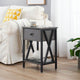Rustic 1-Drawer Nightstand Set of 2 - Steel and Wood - X-Shaped Accents - 21.7" Height - [Color: Pink / White / Gray / Brown]