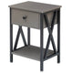 Rustic 1-Drawer Nightstand Set of 2 - Steel and Wood - X-Shaped Accents - 21.7" Height - [Color: Pink / White / Gray / Brown]