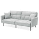 75.5" Split-Back Convertible Futon Linen 6-Inch Foam Gray with Two Pillows