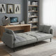 75.5" Split-Back Convertible Futon Linen 6-Inch Foam Gray with Two Pillows